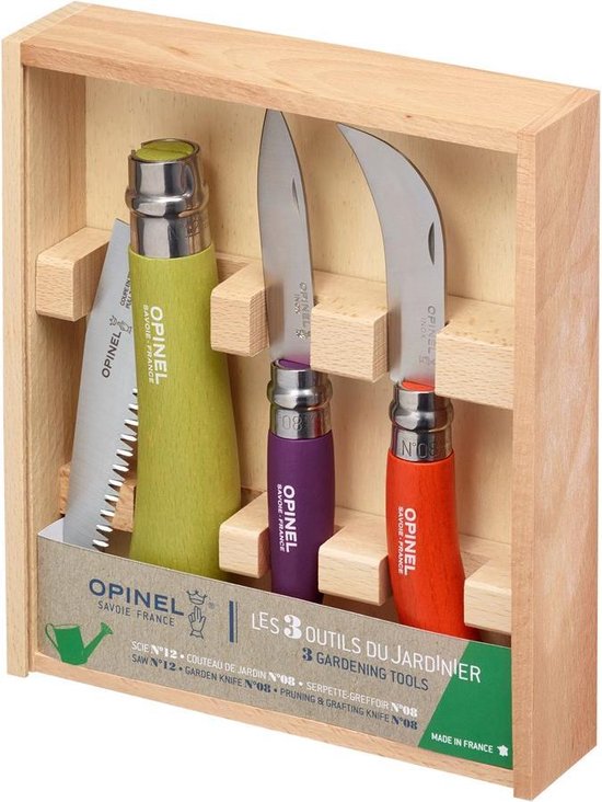 Opinel Garden Tuinierset 3-delig - Snoeimes – Tuinmes – Snoeizaag van Opinel