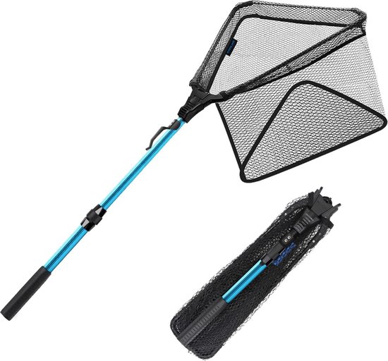 Opvouwbaar draagbaar aluminium handgreep telescopische visschepnet - 2 secties, lichtgewicht rubberen net - zoet en zout water van Decathlon