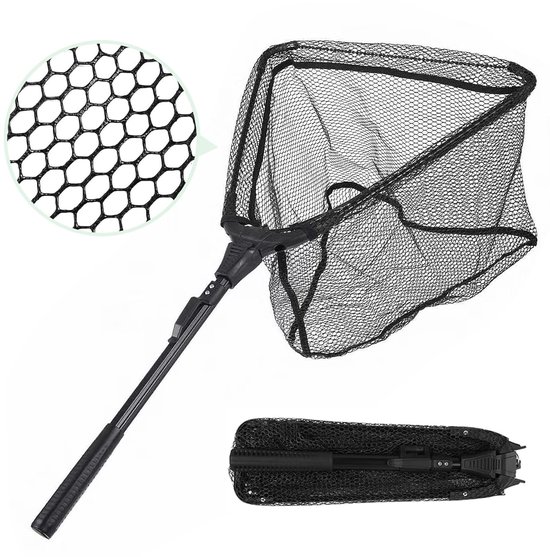 Opvouwbaar Landing Net met Rubber voor Vissen