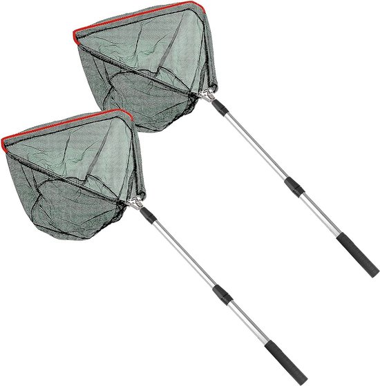 Opvouwbaar uittrekbaar visschepnet - nylon - 2 stuks - telescopisch handvat - 130 cm - zwemobjecten aquarium vijvers - forel karpers van Yelloz.