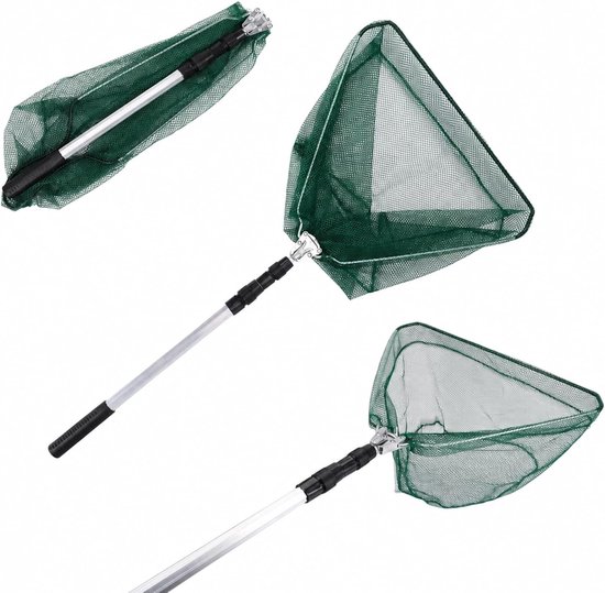 Opvouwbaar Visnet - Driehoekig - 150 cm - Aluminium Met Telescopische Handgreep - Voor Volwassenen en Kinderen