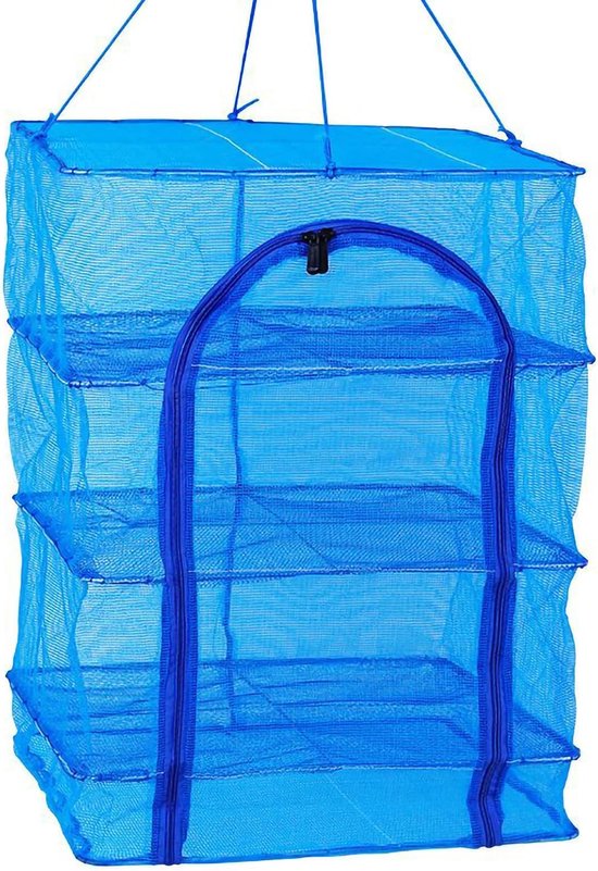 Opvouwbaar Visnet Droogrek Efficiënte Hangende Droger voor Het Drogen van Visgroenten Fruit Kruidenvoer voor Gebruik Binnen en Buiten op de Camping (Drie lagen 40 * 40 * 66 (verzend gesp))