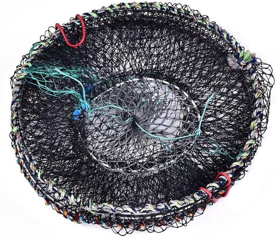 Opvouwbaar Visnet - Vangnet Kreeft Krab - Vissen Garnalen Vangen - Cilindrische Kwaliteitsval - 25 cm - Zwart