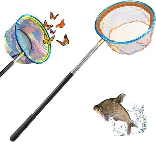 Opvouwbaar visschepnet met telescopische handgreep van 41 cm tot 148 cm - voor vissen, strandactiviteiten en buitengebruik