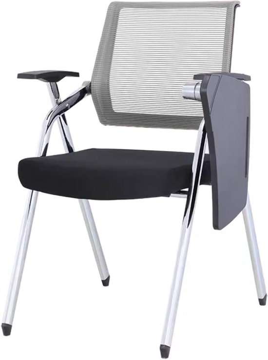 Opvouwbare Stoel - Trainingsstoel Vergaderstoel - Ruimte Besparen - Met Schrijfblok - 49 x 59 x 87 cm - Grijs