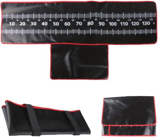 Opvouwbare Vis Mat - Afhakmat Meetlint - Karper Vissen - Geïntegreerd Meetlint - 140 x 35 cm - Zwart
