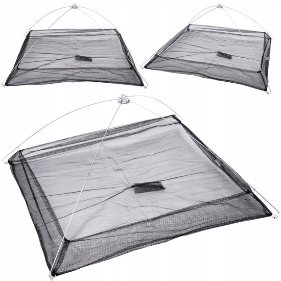 Opvouwbare Visnet 100x100cm met Zijwanden van Merkloos