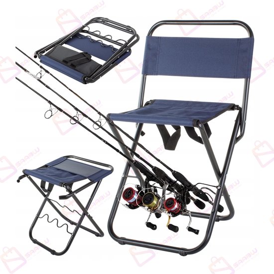 Opvouwbare Visstoel met Rugleuning en Hengelhouder – Compacte Campingstoel voor Vissen & Outdoor – visstoeltje opvouwbaar – vis stoel – visstoel met hengelsteun – Kampeerstoel – 32252 van Merkloos
