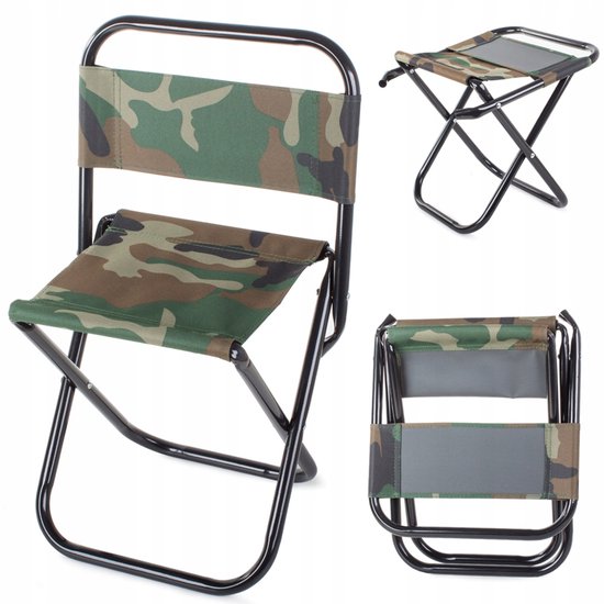 Opvouwbare Visstoeltje Campingstoel met Rugleuning Camouflage van Merkloos