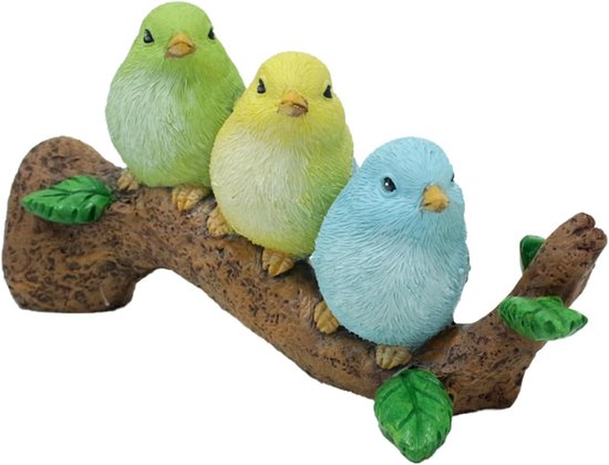 Ornament sculptuur van hars, vogels op tak design boomfiguur tuinfiguur voor buiten