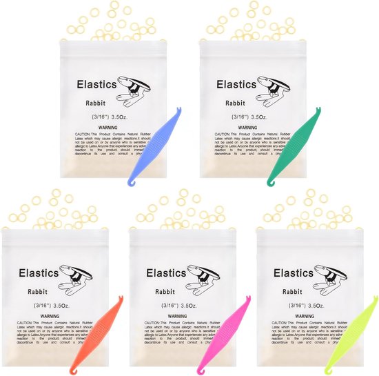 Orthodontic Elastic Bands - 500 Pcs Dental Rubber Traction Bands - Orthodontic Rubber Bands met 5 Pcs Elastic Placer voor Beugels van Merkloos
