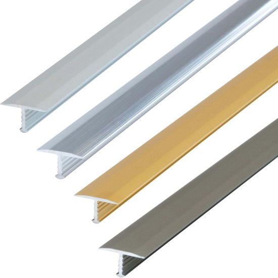 overgangsprofiel 100cm x 13mm vloerprofiel van geanodiseerd aluminium, zilver verchroomd