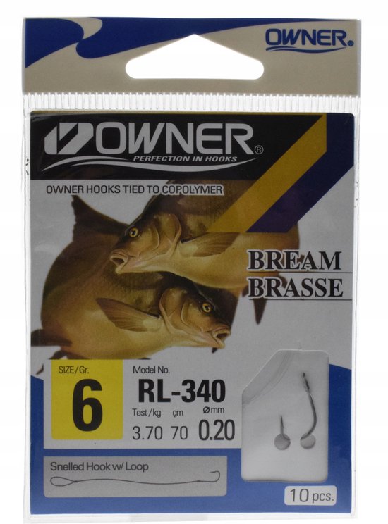 Owner Bream Feeder Haken met Lijn - Maat 6 (10 stuks) van Owner