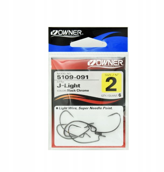 Owner Drop Shot Haken 5109 Maat #2 Zwart - 6 Stuks van Owner