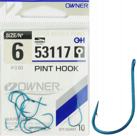 Owner Pint Hook 53117 Haken - Maat 6 - Blauw (10 stuks) van Owner