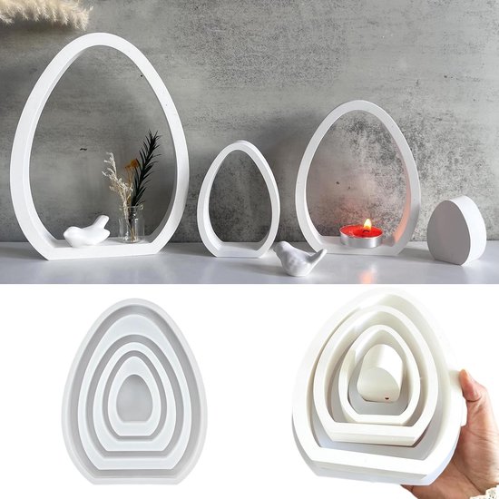 Paaseieren vorm, siliconen vorm voor eierframe, frame in eivorm om neer te zetten, 3D siliconen kaarsvorm, doe-het-zelf, kaarsgietvormen, kaarsenhouder, voor decoratie, paasgeschenken