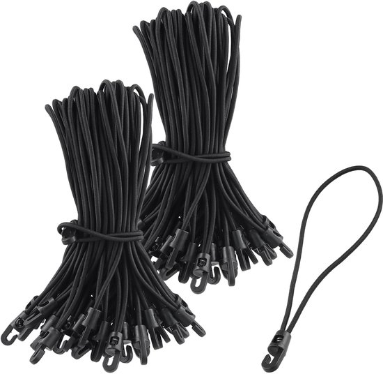 Pack of 100 25 cm Tension Rubber with Hooks Black Rubber Tensioner with Hooks Expander with Hooks Luggage Tensioner - ShopVlot