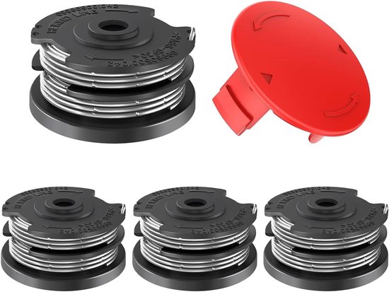 Pack van 4 Grastrimmer Draad Spoelen Ø 1.65 mm - 6.1 m Lengte met Spoelkap voor Tuinonderhoud en Graskanten Trimmen van Merkloos