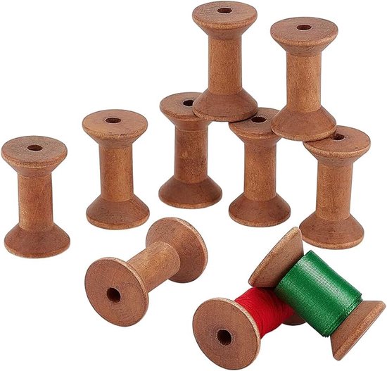 PandaHall 10 stuks houten spoel, lege draadspoel voor naaien en borduren, van hout, linten voor het weven van textielgaren voor handwerk en ornamenten, 5 cm