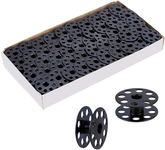 PandaHall 100 stuks M maat metalen klossen voor naaimachine, naaimachine-accessoires 25,5 x 11 mm draadspoel compatibel met JUKI DU 1181N, JUKI DNU-241, DNU-1541s, CONSEW 205RB, zwart