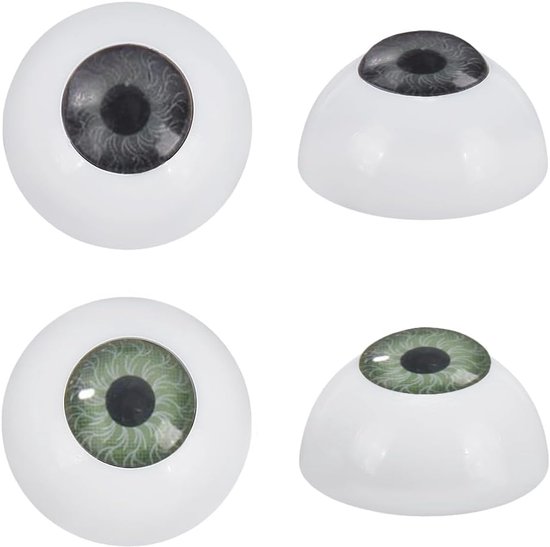 PandaHall 2 paar acryl oogbol realistische ogen menselijke ogen halve ronde pop beer ambachtelijke ogen 18mm oogballen maken plastic oogballen voor pop pluche Halloween feest decor groene en grijze