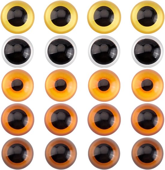 PandaHall 20 stuks glazen cabochons met 30 mm ogen, 5 kleuren halfronde dierenogen, draak, uil, kat, camee, dier, koepel, tegels voor pluche dieren, sieraden resultaten