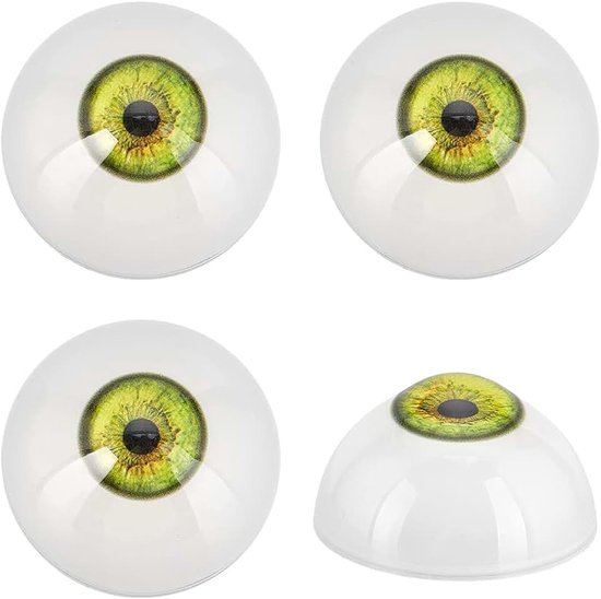 PandaHall 4 stuks enge oogbollen 32 mm realistische ogen acryl ambachtelijke oogbollen half rond menselijk oog grote oogballen voor Halloween feest decoratie kunst sculpturen rekwisieten