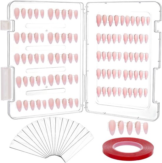 PandaHall Press-on Nail Opbergdoos, 17x24cm Nagels Organizer Case Nagels Display Box Container met 50 stks Acryl Display Board en Plakband voor Nagelsalon Thuisgebruik