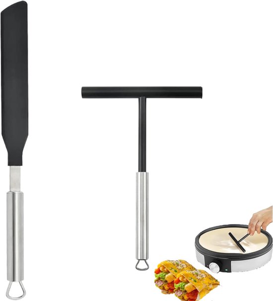 Pannenkoekenschep 19 cm, siliconen pannenkoekenspatel 35 cm, voor gebruik in huiskeuken of bak- en kookspatel op feestjes.