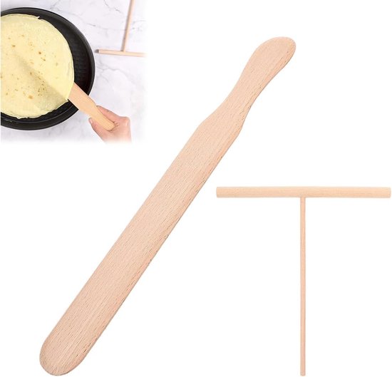 Pannenkoekenspatel, deegverdeler, hark en pannenkoekenverdeler, 2-delige set