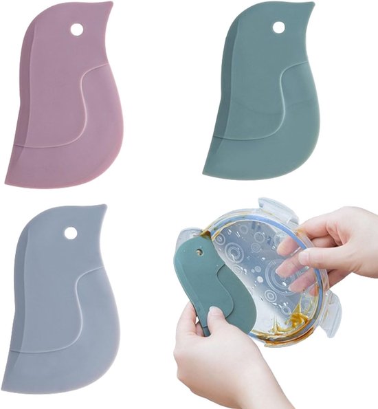 Pannenschraper van Siliconen Keukengerei, 3 stuks schraper voor kookpannen, multifunctionele schraper, pinguïn, pan anti-aanbakreiniging, olieschraper voor pannen