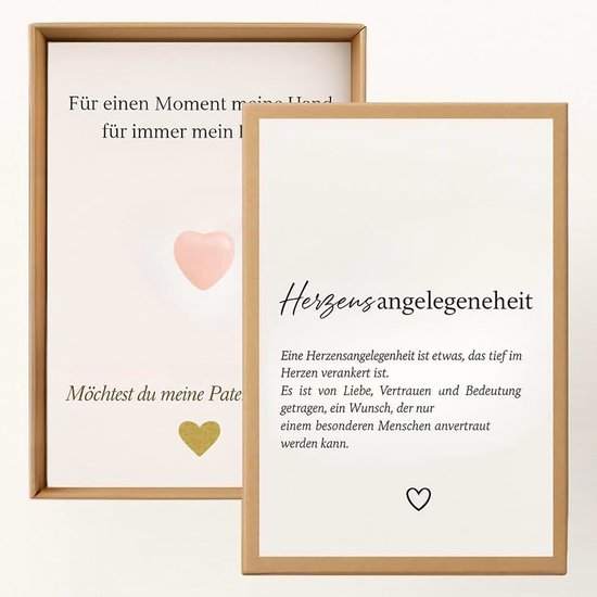 Patentante vragen met een herinneringsdoos (hartsteen)