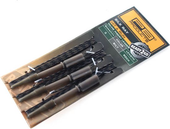 PB Products - Ready2Go Silk Ray Hit & Run Inline Leader 90 cm - 3 stuks - Gravel van PB Products