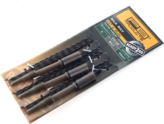 PB Products - Ready2Go Silk Ray Hit & Run Inline Leader 90 cm - 3 stuks - Silt van PB Products
