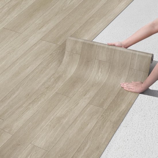 Peel and Stick vinyl vloerbedekking, 58,4 x 998,2 cm/64 m², zelfklevende waterdichte vinyl vloertegels voor grijze houten vloeren