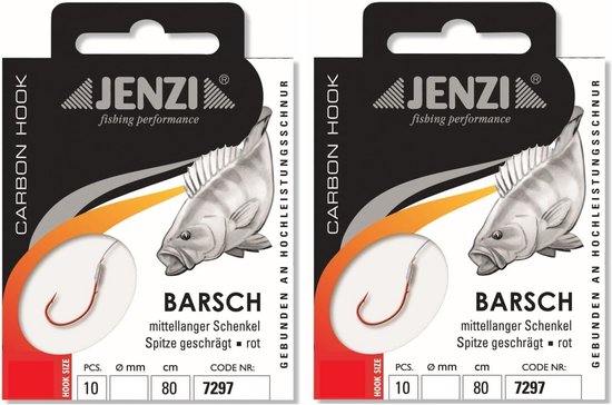 Perch hooks set 20 stuks - Mono cord 80 cm - Haakmaat 4, 6, 8 & 10 - Geschikt voor visserij - ShopVlot