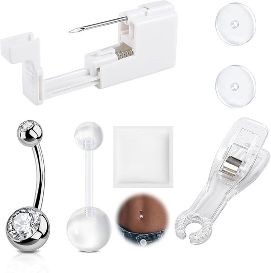 Piercingset 99-delige gemengde - 14G 16G 18G 20G stalen piercingnaalden - voor neus, navel, oren en meer - ServiceTopper