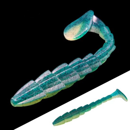 PikeAttack-RibRush-Shad-Softbait-11.5cm-Turqoise van Vike Originals