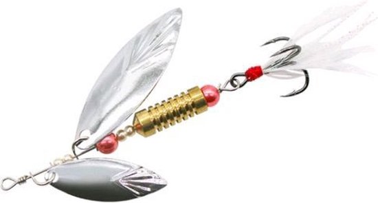 PikeAttack - tandemspinner - Roofvissen - wit/zilver - 8cm - 8g van PikeAttack