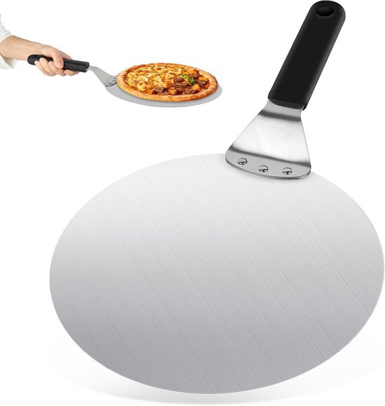 Pizzaschep roestvrij staal 25,4 cm ronde pizzaschep ophangen pizzaschep voor pizza en cake