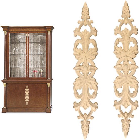 Plafondlijstwerk decoratieve sierlijst houtdecoratie voor muren, deuren, kasten, ramen, spiegels en open haarden - 2 stuks (stijl 1) van Merkloos