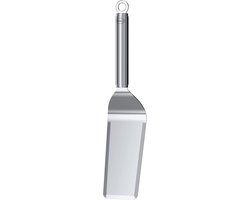Plancha-spatel smal, hoogwaardige grillspatel met afgeronde hoeken voor het omkeren van vlees en groenten, roestvrij staal 18/10, vaatwasmachinebestendig