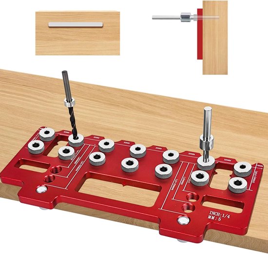 Plankpin Boorsjabloon, Plankpinmal Aluminiumlegering 1/4 Inch 5 Mm Boormal 32 Mm Boorgeleiders voor Houtbewerking -gereedschap