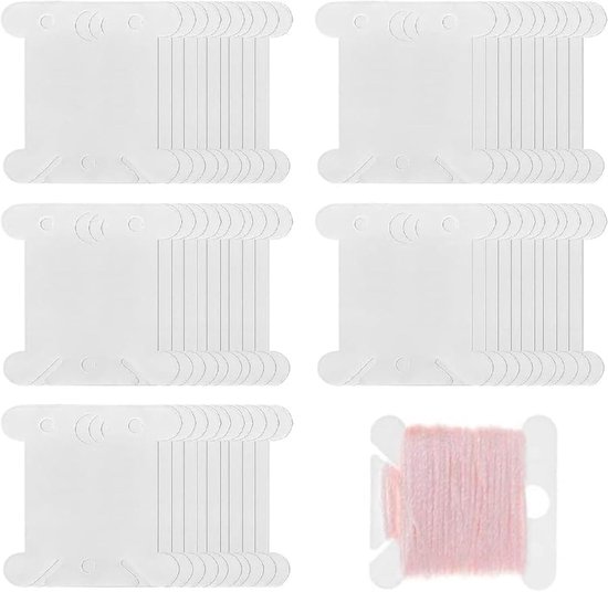Plastic Garen Spoelen - Wit - 3,5 x 3,9 cm - Kunststof Opslag voor Borduurgaren - Voor Huishoudelijk Gebruik