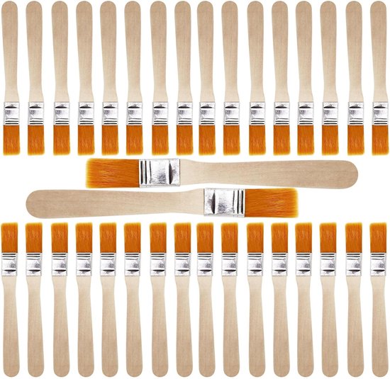 Platte kwast, 40-delig, met houten handvat, borstelset van nylon, penseel voor schilderen, verven, lak, kunstschilderen, wandlak