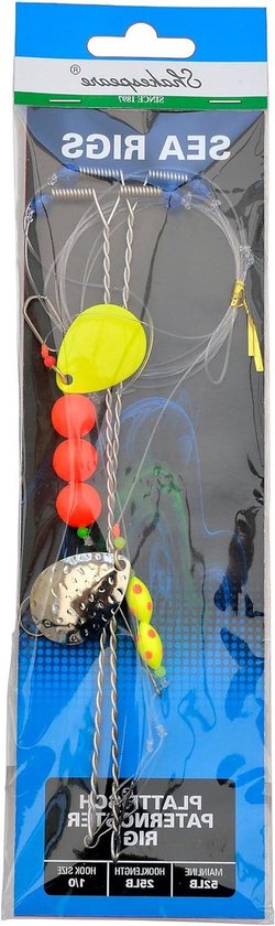 Platvis Paternoster Rig - Vislijn Set - Vissen Op Zee - Met Loklepel - Haak Gr. 1/0 - Helder