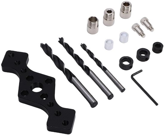 Pluggenset met Hoogwaardige Materialen, Boorgeleider met Rechte Gaten voor Professionele Resultaten, 7 Accessoires, Zwart