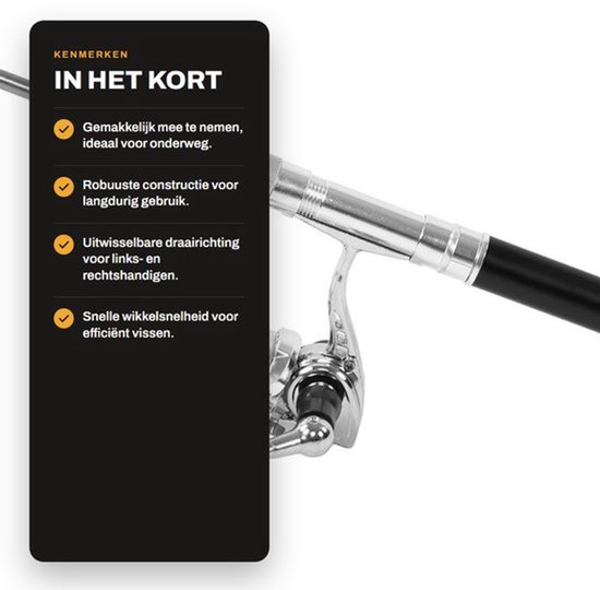 Pocket Hengel Draagbaar - Mini Hengel met Reel - Aluminiumlegering - Rotsvissen/Zeevissen/Riviervissen - 20 cm Opgevouwen - 4.3:1 Snelheidsverhouding - Vishengel