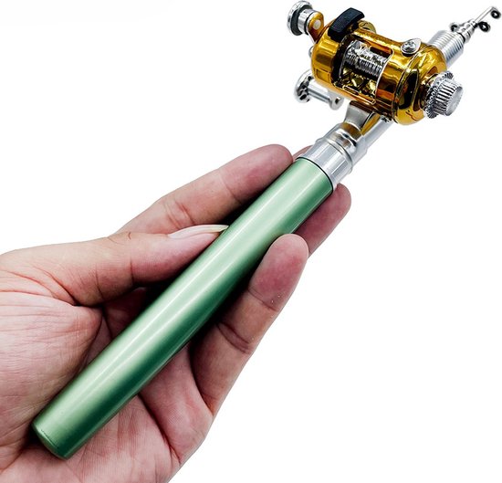 Pocket Size Vishengel Inclusief Molen - Werphengel - Telescopisch - Mini Vishengels - Penhengel - Vissen - Super klein - Zwart van Merkloos