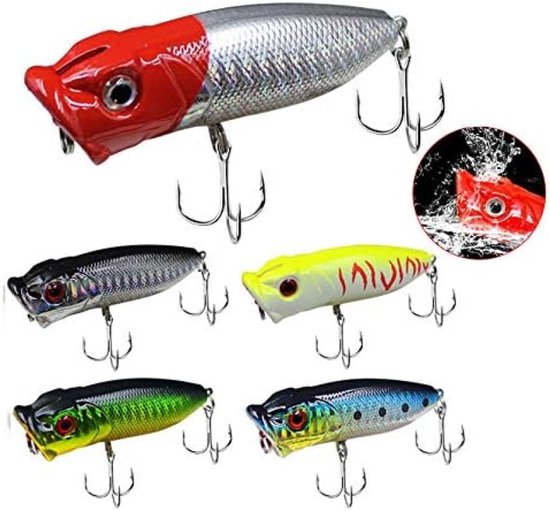 PolkaHome 5 stuks kunstaas voor vissen - Topwater kunstaas, Minnow kunstaas, hard kunstaas voor zee- en zoetwatervissen - Ideaal voor forel, baars en snoek